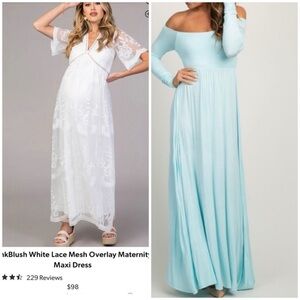 Pink Blush Maternity Dress long baby shower photo shoot bundle Small